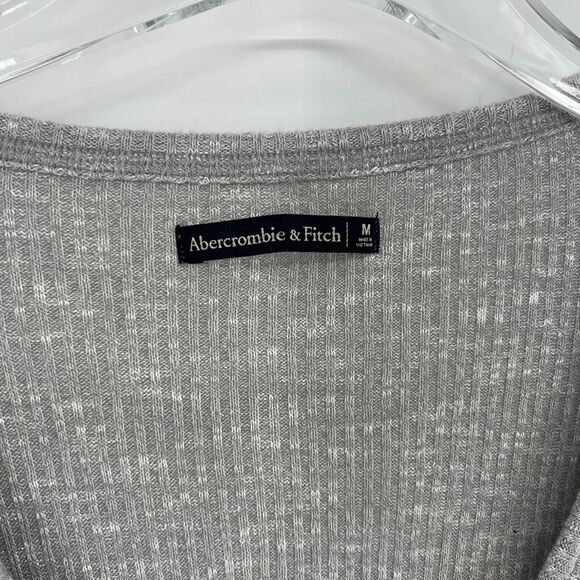 Abercrombie and Fitch Top Womens M Ribbed Gray Cropped Long Sleeve Basic Capsule - Picture 4 of 6